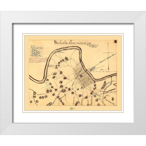 Nashville Tennessee - Blakeslee 1863 White Modern Wood Framed Art Print with Double Matting by Blakeslee