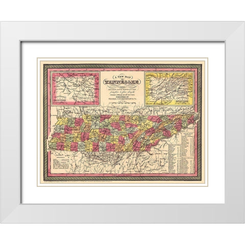 Tennessee - Thomas 1850 White Modern Wood Framed Art Print with Double Matting by Thomas