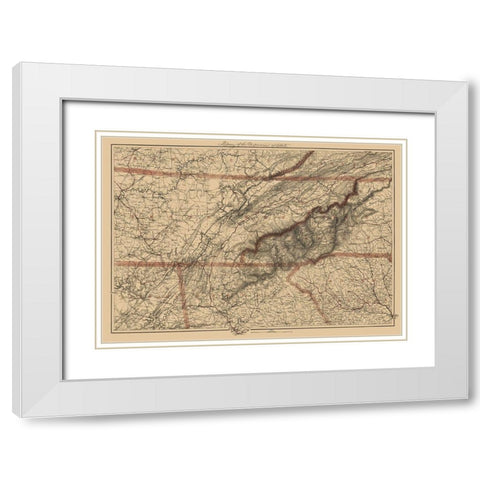 Eastern Tennessee, Parts of Adjoining States 1865 White Modern Wood Framed Art Print with Double Matting by Krebs