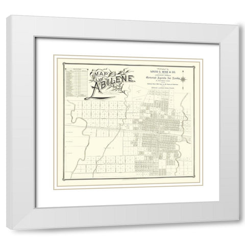 Abilene Texas - Clarke 1890 White Modern Wood Framed Art Print with Double Matting by Clarke