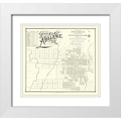 Abilene Texas - Clarke 1890 White Modern Wood Framed Art Print with Double Matting by Clarke