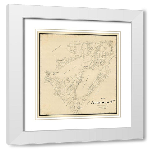 Aransas County Texas - Schutze 1896 White Modern Wood Framed Art Print with Double Matting by Schutze