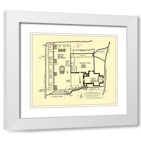 Texas Revolution, Alamo In San Antonio 1836 White Modern Wood Framed Art Print with Double Matting by Bowie