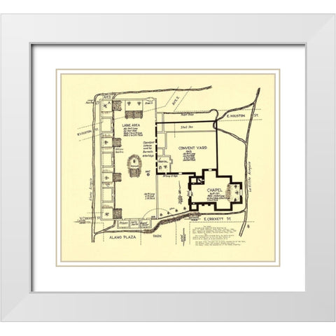 Texas Revolution, Alamo In San Antonio 1836 White Modern Wood Framed Art Print with Double Matting by Bowie