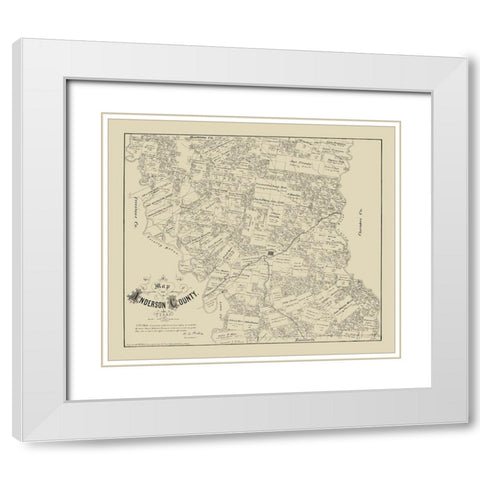 Anderson County Texas - Walsh 1879 White Modern Wood Framed Art Print with Double Matting by Walsh