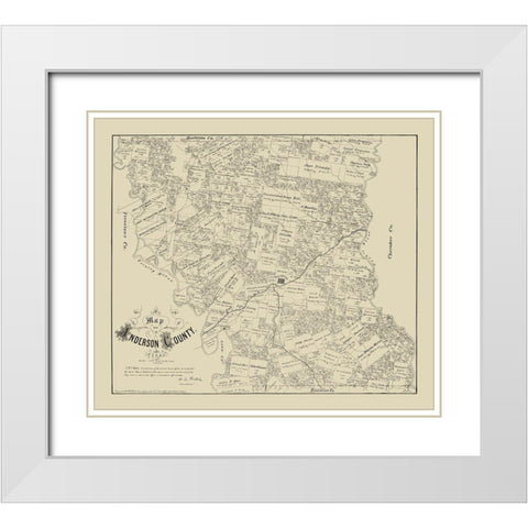Anderson County Texas - Walsh 1879 White Modern Wood Framed Art Print with Double Matting by Walsh