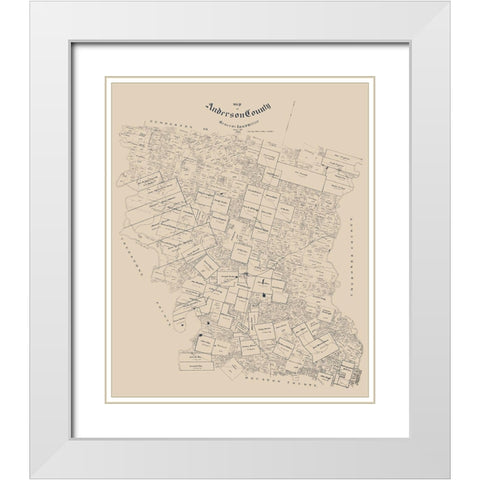 Anderson County Texas - Walker 1903 White Modern Wood Framed Art Print with Double Matting by Walker