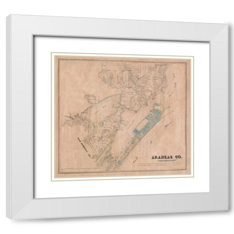 Aransas County Texas - Walsh 1880 White Modern Wood Framed Art Print with Double Matting by Walsh
