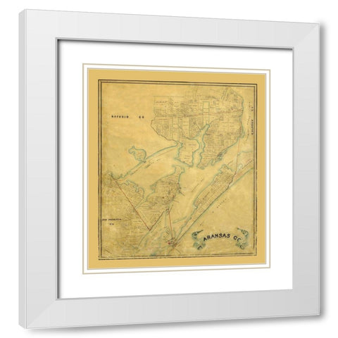 Aransas County Texas - 1883 White Modern Wood Framed Art Print with Double Matting by Unknown