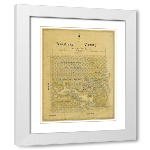 Armstrong County Texas - 1881 White Modern Wood Framed Art Print with Double Matting by Unknown