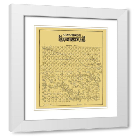 Armstrong County Texas - 1888 White Modern Wood Framed Art Print with Double Matting by Unknown