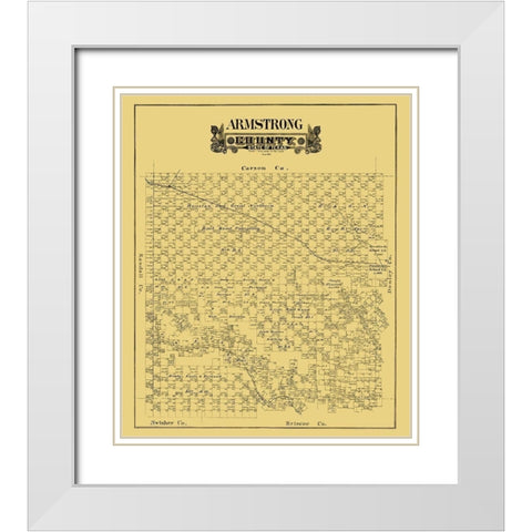 Armstrong County Texas - 1888 White Modern Wood Framed Art Print with Double Matting by Unknown