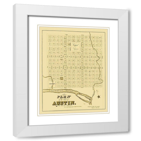 Austin Texas - Pilie 1839 White Modern Wood Framed Art Print with Double Matting by Pilie