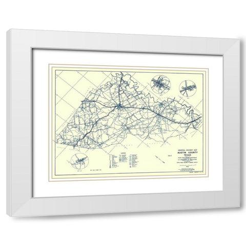 Austin Texas Highway - Highway Dept 1936 White Modern Wood Framed Art Print with Double Matting by Highway Dept