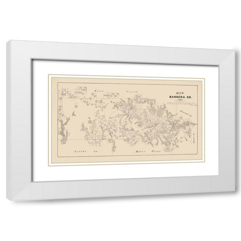 Bandera County Texas - Walsh 1879 White Modern Wood Framed Art Print with Double Matting by Walsh