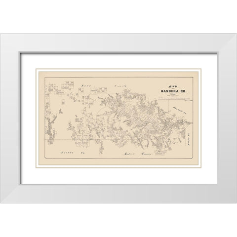 Bandera County Texas - Walsh 1879 White Modern Wood Framed Art Print with Double Matting by Walsh