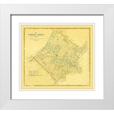 Bastrop County Texas - 1861 White Modern Wood Framed Art Print with Double Matting by Unknown