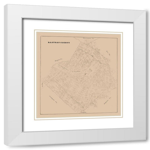 Bastrop County Texas - 1879 White Modern Wood Framed Art Print with Double Matting by Unknown