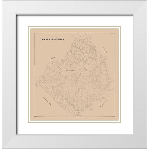 Bastrop County Texas - 1879 White Modern Wood Framed Art Print with Double Matting by Unknown