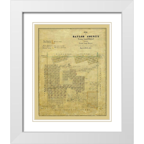 Baylor County Texas - Rosenberg 1859 White Modern Wood Framed Art Print with Double Matting by Rosenberg