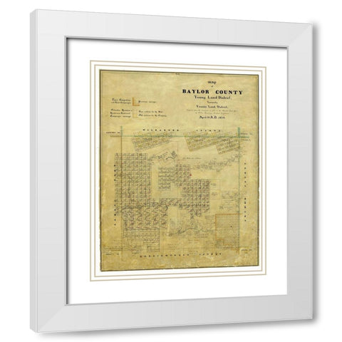 Baylor County Texas - Walsh 1859 White Modern Wood Framed Art Print with Double Matting by Rosenberg