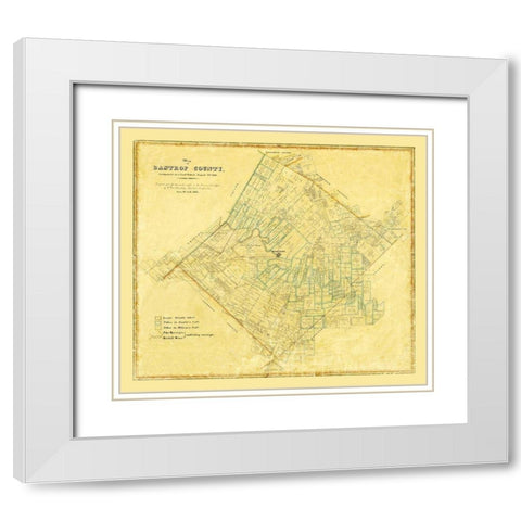 Bastrop County Texas - Rosenberg 1861 White Modern Wood Framed Art Print with Double Matting by Rosenberg