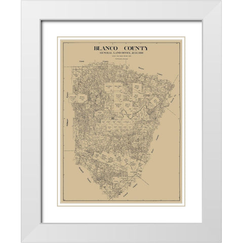 Blanco County Texas - Bramlette 1916 White Modern Wood Framed Art Print with Double Matting by Bramlette