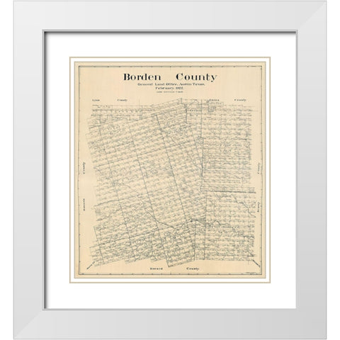 Borden County Texas - Hedick 1922 White Modern Wood Framed Art Print with Double Matting by Hedick