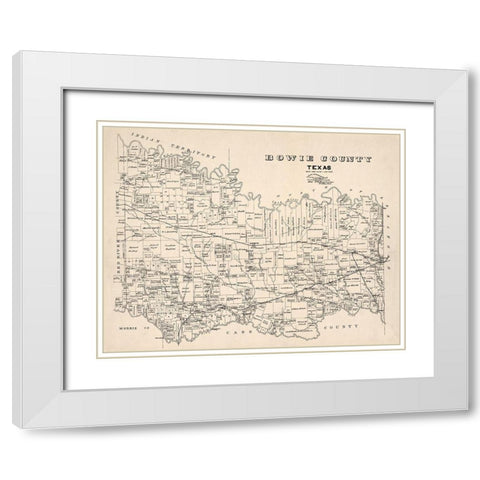 Bowie County Texas - Abrams 1894 White Modern Wood Framed Art Print with Double Matting by Abrams