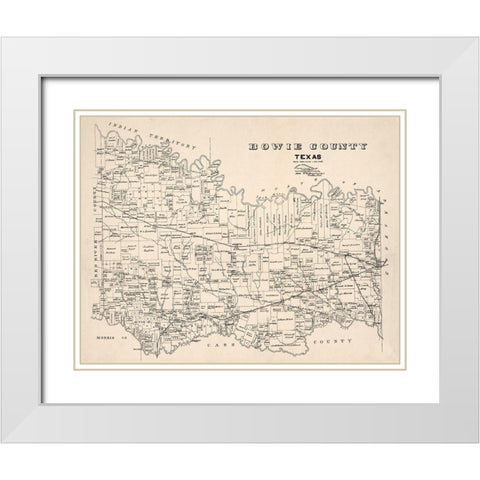 Bowie County Texas - Abrams 1894 White Modern Wood Framed Art Print with Double Matting by Abrams