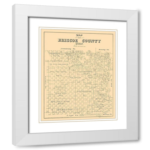 Briscoe County Texas - Walsh 1879 White Modern Wood Framed Art Print with Double Matting by Walsh