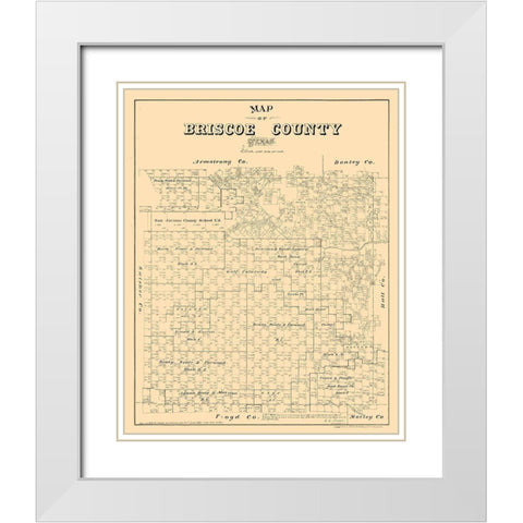 Briscoe County Texas - Walsh 1879 White Modern Wood Framed Art Print with Double Matting by Walsh