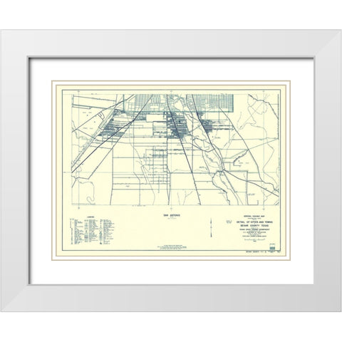 Bexar Texas Highway - Highway Dept 1936 White Modern Wood Framed Art Print with Double Matting by Highway Dept