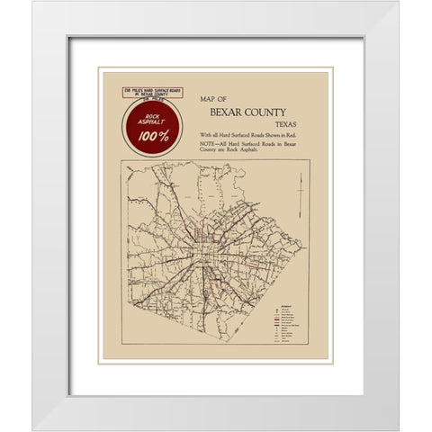 Bexar Texas Road - 1923 White Modern Wood Framed Art Print with Double Matting by Unknown