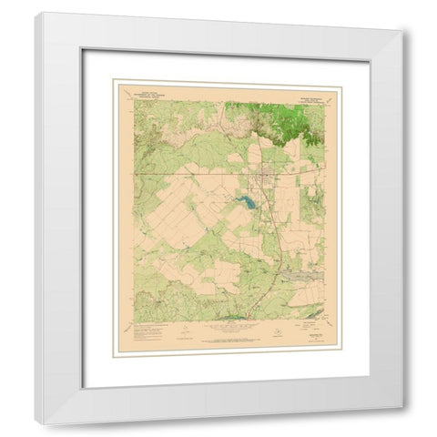 Benjamin Texas Quad - USGS 1967 White Modern Wood Framed Art Print with Double Matting by USGS