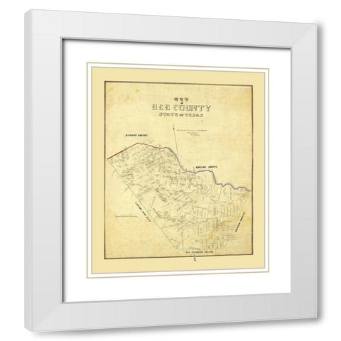 Bee County Texas - Dunlap 1863 White Modern Wood Framed Art Print with Double Matting by Dunlap