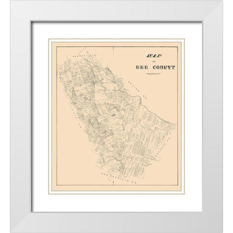 Bee County Texas - 1879 White Modern Wood Framed Art Print with Double Matting by Unknown