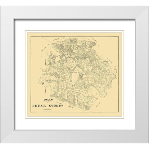 Bexar County Texas - 1879 White Modern Wood Framed Art Print with Double Matting by Unknown