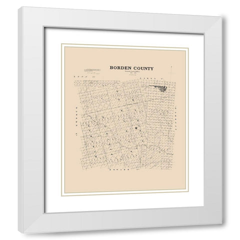 Borden County Texas - 1892 White Modern Wood Framed Art Print with Double Matting by Unknown