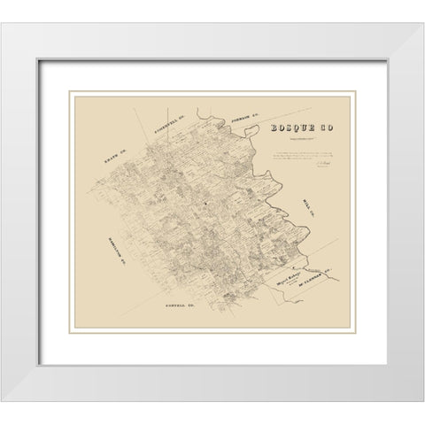 Bosque County Texas - Walsh 1879 White Modern Wood Framed Art Print with Double Matting by Walsh