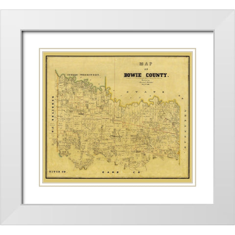 Bowie County Texas - Rosenberg 1860 White Modern Wood Framed Art Print with Double Matting by Rosenberg