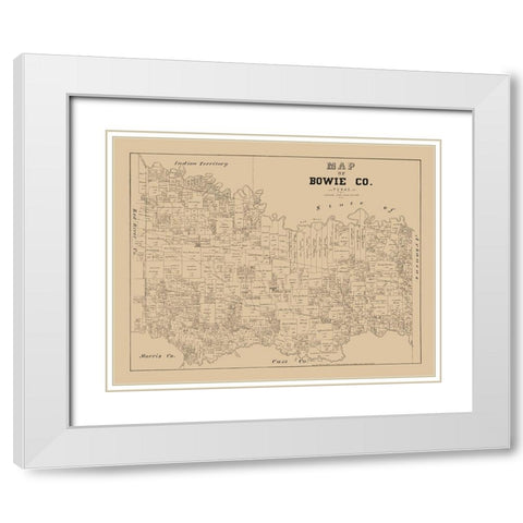 Bowie County Texas - Walsh 1879 White Modern Wood Framed Art Print with Double Matting by Walsh