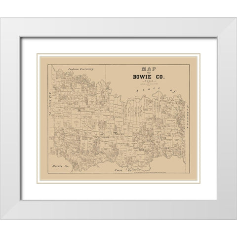 Bowie County Texas - Walsh 1879 White Modern Wood Framed Art Print with Double Matting by Walsh