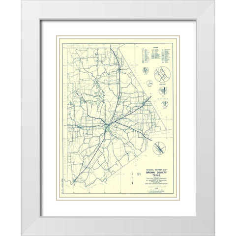 Brown Texas Highway - Highway Dept 1940 White Modern Wood Framed Art Print with Double Matting by Highway Dept