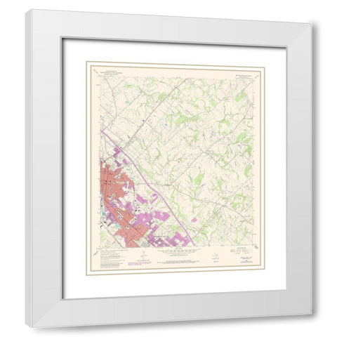East Bryan Texas Quad - USGS 1962 White Modern Wood Framed Art Print with Double Matting by USGS