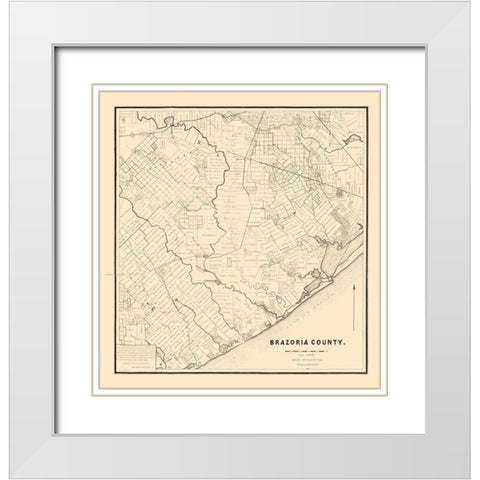 Brazoria County Texas - 1877 White Modern Wood Framed Art Print with Double Matting by Unknown