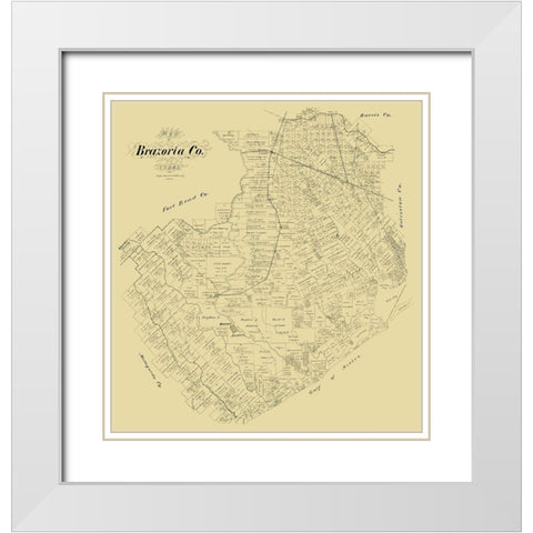 Brazoria County Texas - 1879 White Modern Wood Framed Art Print with Double Matting by Unknown