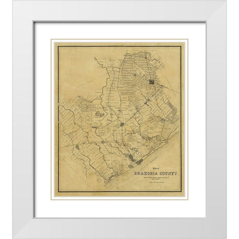 Brazoria County Texas - 1918 White Modern Wood Framed Art Print with Double Matting by Unknown