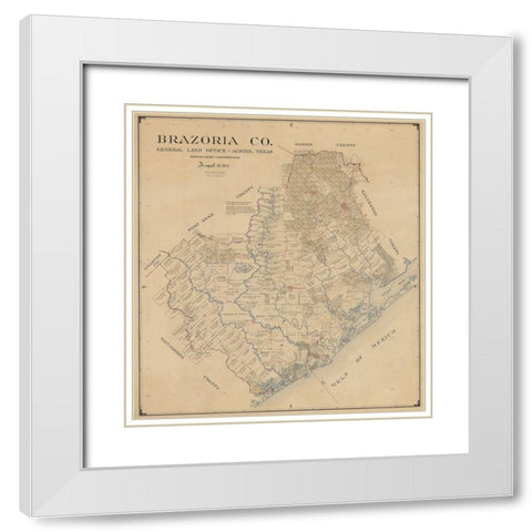 Brazoria County Texas - 1947 White Modern Wood Framed Art Print with Double Matting by Unknown