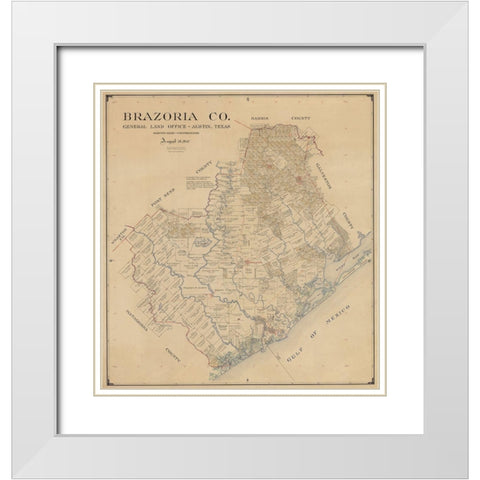 Brazoria County Texas - 1947 White Modern Wood Framed Art Print with Double Matting by Unknown